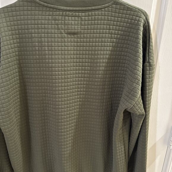 Ampersand Avenue Quilted Pullover Hoodie Size Medium Olive Fall NWT Oversized - Picture 12 of 13
